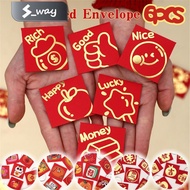 6pcs Mini Square Coin Angpao 2026 Chinese New Year Small Red Envelope For Lucky Money Gold Coins Gif