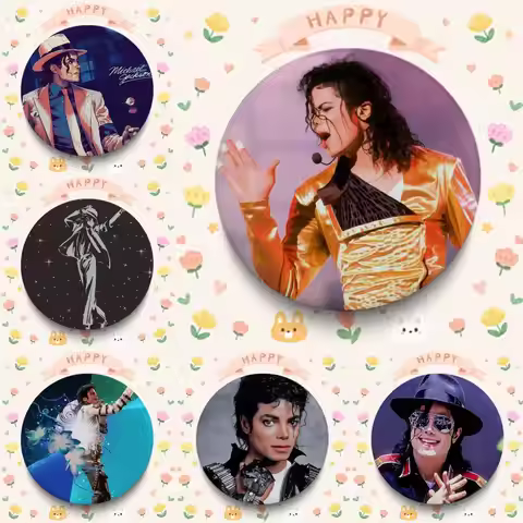 Michael Jackson Creative Pins Funny Round Snap-in Brooch Badge Backpack Hat Accessories Jewelry Gift