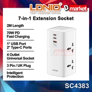 LDNIO SC4383 70W Tower Extension Power Socket 2500W Multifunctional Universal Desktop Power Adapter 
