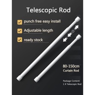 [Ready Stock]Telescopic rod Door Curtain Pole Extendable Sticks Clothes Hanger Rods Punching free Shower Curtain Rod