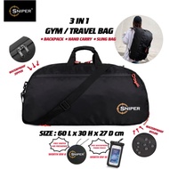 SP029) [SCENTED W PERFUME] 3IN1 ALL IN 1 High Quality XXL 50L Water Resistant SNIPER Gym Bag Backpac