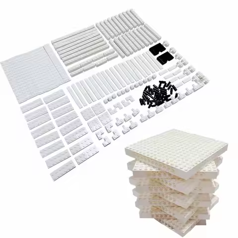 Pixel Art Painting White Photo Frame Set Brick 4/3 16x16 Baseplates Building Blocks MOC Parts Toys C