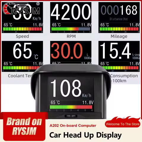 A202 On-board Computer Car Digital OBD Display Speed Fuel Consumption Temperature Gauge OBD2 Scanner