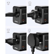 Hichain 35W GaN Universal Travel Adapter 7 in 1 Foldable International Plug | With 3 USB-C Power Ada