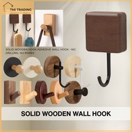 TMi Hook Solid Wooden Wall Hook with Adhesive Wall Wall-Mounted Coat Hook Punch-Free Premium Solid W