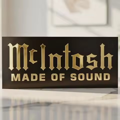 McIntosh Wall Sign – Gold Mirror Acrylic Home Theater Plaque for Movie Room Sound Room and Media Pre