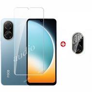 Poco C71 4G 2In 1กระจกเทมเปอร์ฟิล์มปกป้องหน้าจอเต็มพร้อมฟิล์มป้องกันเลนส์กล้องถ่ายรูปสำหรับ Xiaomi P