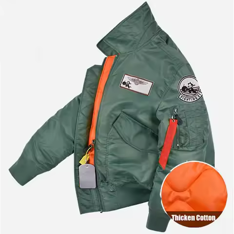 MA1 Flight Jacket Men's Thicken Cotton Coat Bomber Jackets Embroidered Stamp Baseball Outerwer Male