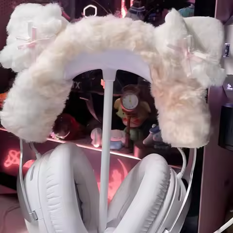 Hand Crocheted Headphone Crossbeam Protective Cover for HyperX Cloud 2/HyperX Cloud 3/v9pro White Ea