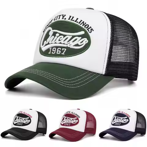 1967 letter embroidered baseball cap breathable mesh truck driver cap