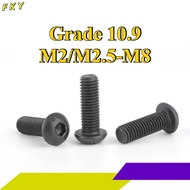 ISO7380 round head bolt, semi-round cup screw 10.9 grade black nickel pan head hexagon screw M2/M2.5
