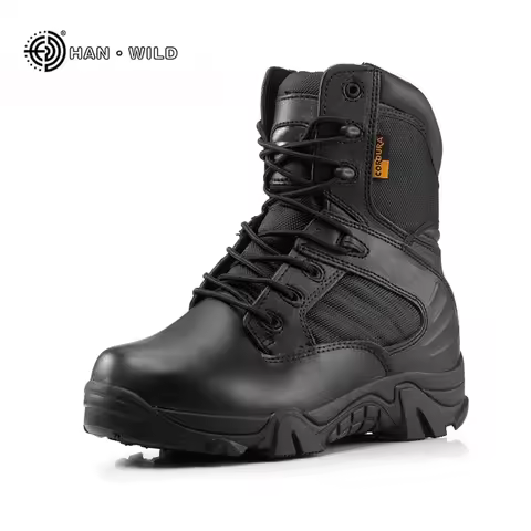 Men Tactical Boots Winter Leather Black Special Force Desert Ankle Combat Boots Safety Work Shoes Bo