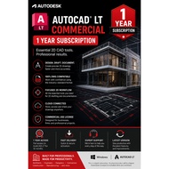 AutoCAD LT Commercial License 1 Year Subscription | Autodesk AutoCAD LT | Professional 2D CAD Softwa
