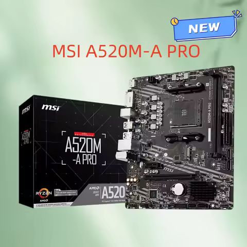 MSI A520M-A PRO Motherboard A520M Socket AM4 2x DDR4 64GB M.2 Micro-ATX support Ryzen 5700X 5600G 53
