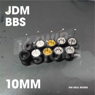 1:64 Hot Wheels Real Riders Rubber Wheels 10mm BBS JDM Black White Gold Grey Chrome