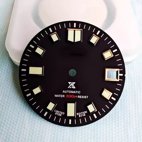 NH35 Dial 28.5mm Dial High-Quality Abalone Style 6105 Dial C3 Super Green Light S Dial for Seiko Mod