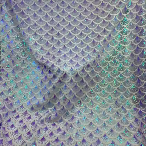 Mesh Sequin Fish Scale Sequins Fabric, Performance Dress Fabric, Children's Clothing, Iridescent Seq