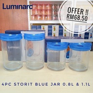 Luminarc 4pc Storit Jar / Balang Kuih 0.8L &amp; 1.1L