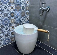 Minimalist Classy Timba & Tabo | White Pail | Aesthetic Water Bucket | Wood Tabo | Water Dipper