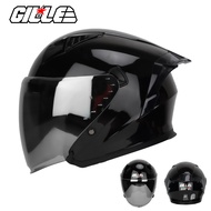 Gille Helmet 172 GVR-V1 PLAIN Motorcycle Helmets Half Face Dual Visor Free Iridium Lens