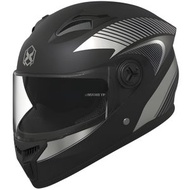 Others - BAYLOVE 摩托車頭盔，帶防霧HD鏡片的全覆蓋摩托車頭盔，舒適且透氣，適合成人、女性和男性，頭圍54-61CM，拋光黑銀色（透明鏡片）