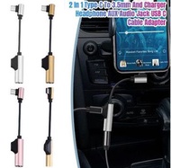 [銀色] type-c手機轉接線 二合一音訊連接線 3.5mm耳機通話轉接頭