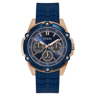 (Official Warranty) GUESS Bolt W1302G4 Blue Rubber Strap Watch for Men
