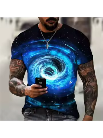 New Summer Men's Abstract Design T-Shirt Fashion Casual 3D Printing Loose O Neck Short Sleeve Street