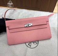 🌈Hermes💗Kelly to go💗奶昔粉銀扣🌈99新🌟epsom皮🌟Kelly to go🌟kelly🌟愛馬仕🌟