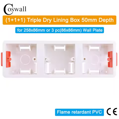 Coswall 86 Type Cassette Triple Dry Lining Box For Gypsum Board / Drywall / Plasterboad 50mm Depth W