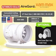 AireGard AXA-600 Exhaust Fan Ventilator Silent Series  - 3 Speed [324 CFM] Quiet [42 dB] / Air Venti