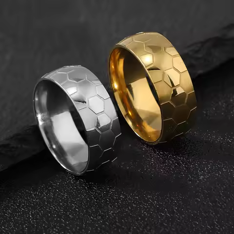 8MM Classic Fashion Punk Gothic Football Pattern Embossed Stainless Steel Metal Men's And Women's Lo
