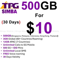 Simba (TPG) 30 Days Data Plan | IDD | Myanmar | 1 Month | Topup | Recharge | Renewal Plan