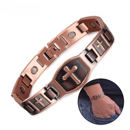 Cross Wristband Magnetic Bracelets Men Vintage Pure Copper Magnetic Arthritis Health Energy Chain Li