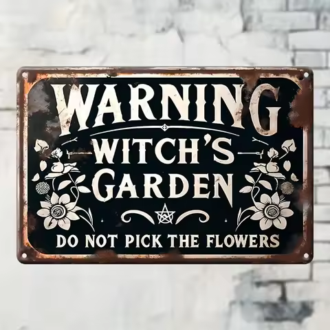 Vintage Witch Garden Do Not Pick Flowers Sign 7.9x11.9 Inches Ideal for Home Patio Porch Garage Cafe