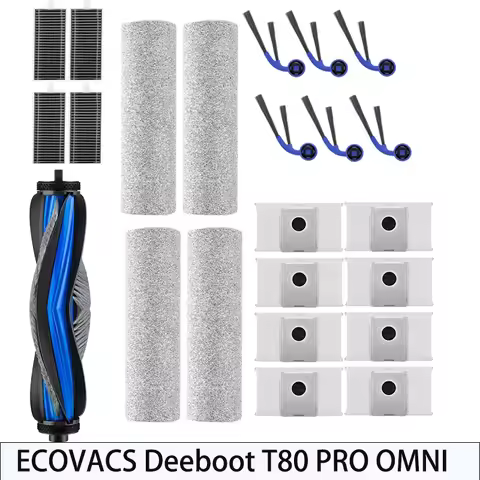 ECOVACS T80 OMNI 、T80 PRO OMNI Vacuum Parts Main Roller Mop Cloth Side Brush Dust Bag HEPA Filter Ac