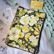 韓國布料優雅秋日花款拉鍊書衣-手工拉鍊款布書套-A5/25K拉鍊書衣