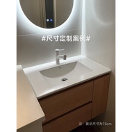 ST-🚢Wood Color Integrated Ceramic Basin Bathroom Cabinet Mirror Cabinet Combination Set Washbasin Toilet Cream Style Was