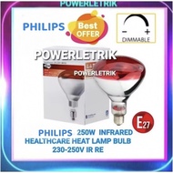PHILIPS BR125 250W IR INFRARED HEALTHCARE LAMP BULB RED REFLECTIVE GLASS - E27