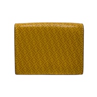 二手FENDI 7M0280 迷你錢包，附 FF 標誌，三折錢包，品牌名稱，零錢包，鈔票夾，黃色