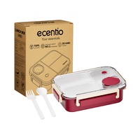 【2.0 anti tumpah】ecentio tempat makan 3 sekat 800ml free sendok kotak sauce BPA free lunch box