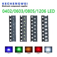 100pcs 0402 0603 0805 1206 smd led Red Yellow Green White Blue Orange light emitting diode Water Cle