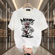 [3 Colors] Plus Size Cotton American Style Money Maker Letter Printed Casual Street Wear Men's Styli