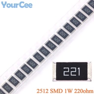 100pcs/20pcs 220ohm 2512 Chip Resistor 1W 220 ohm 220R SMD Resistance 221 5% DIY Kit