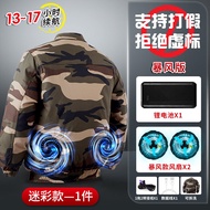 พัดลมระบายความร้อนกลางแจ้งเสื้อผ้าชุดทํางานชายบางสําหรับสถานที่ก่อสร้างเครื่องปรับอากาศชุดทํางานชาย 