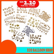 [READY STOCK] 2PCS 10" STICKER BOBO BALLOON STICKER CLEAR BALLOON HAPPY BIRTHDAY LOVE YOU