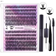 Fluffy Lash Extension Kit with Applicator and Lash Bond and Seal Lash Extension Kit for DIY Lash Ext
