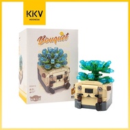 kkv mainan rakit balok puzzle 3d diy brick hewan dengan bunga lucu - otter/berang2