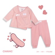 [Chaang]Long-sleeved cross-over set for babies. (0-3m, 3-6m)
