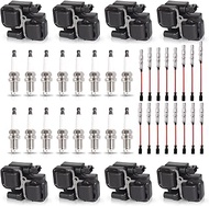 ENA Set of 8 Ignition Coil with 16 Iridium Spark Plug and Red Wire Set Compatible with Mercedes-Benz